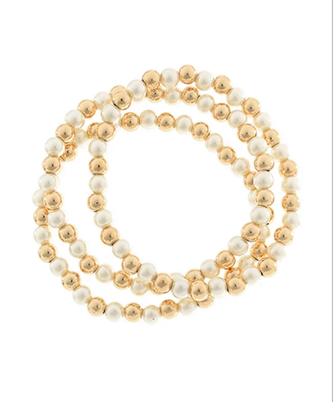 Discount Days Caty Gold Pearl Beaded Bracelet Set