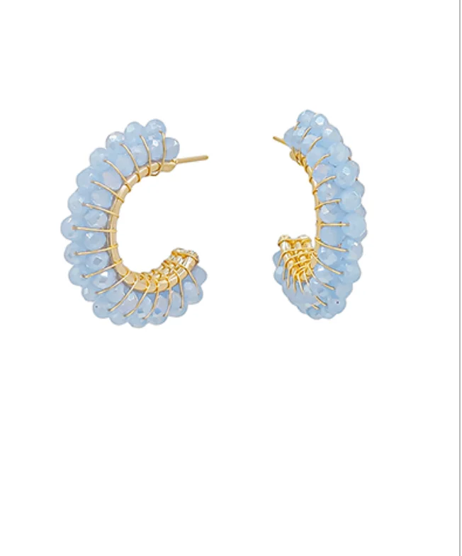 Price Smash Classy Glass Beaded Blue Earrings