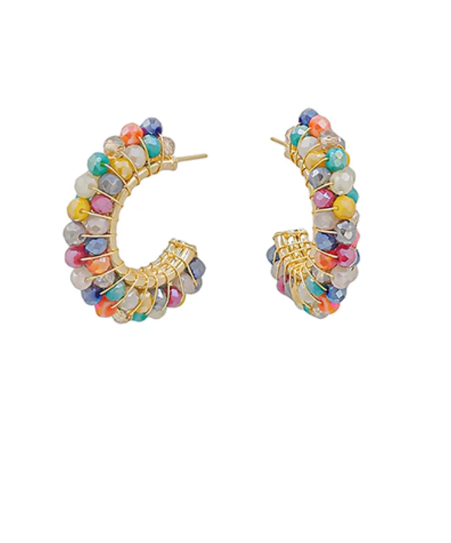 Bargain Bin Classy Glass Beaded Multi Earrings