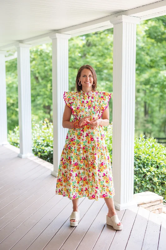Markdowns Blooming Perfection Cream Midi Dress