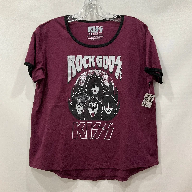 Year-End Sale Maroon Top Short Sleeve Basic kiss Size 2x
