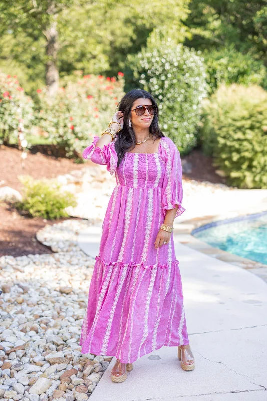 Crazy Deals Boho Charm Pink Maxi Dress