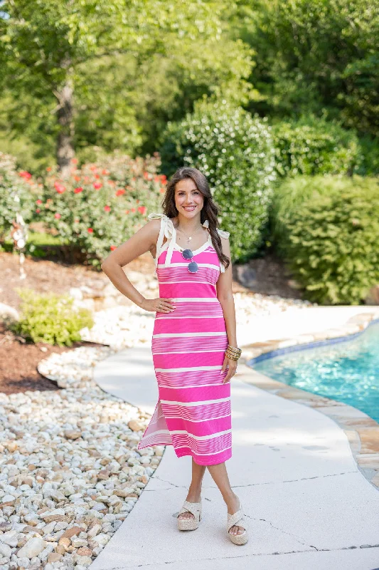 Today’s Deal Coastal Stripes Pink Midi Dress