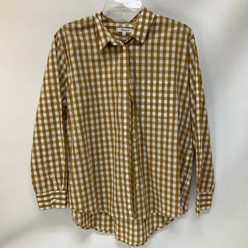 Year-End Clearance Top Long Sleeve By Madewell In Checkered Pattern, Size: M