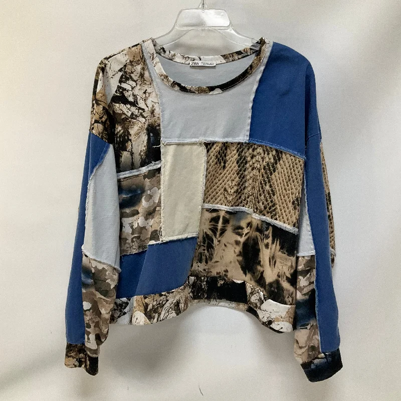 Amazing Deals Top Long Sleeve By Zara In Multi-colored, Size: S