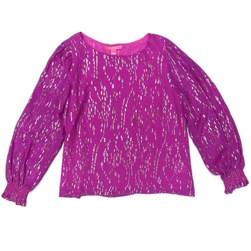 Final Markdown Top Long Sleeve Designer By Lilly Pulitzer In Gold & Purple, Size: L