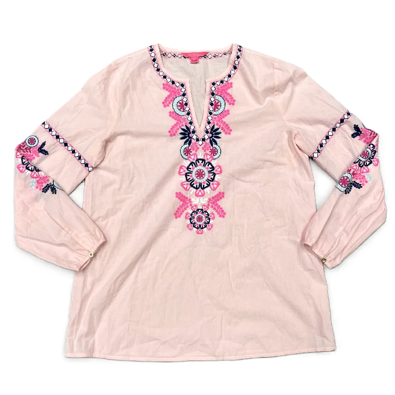 Major Savings Top Long Sleeve Designer By Lilly Pulitzer In Pink, Size: S