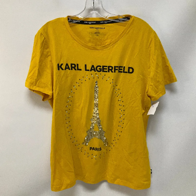 Special Buy Top Short Sleeve Basic By Karl Lagerfeld In Yellow, Size: L