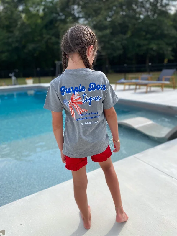 Today Only Youth Purple Door Grey Patriotic Tee